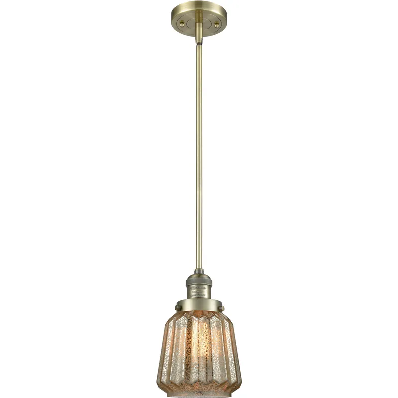 Franklin Restoration Chatham LED 6 inch Antique Brass Mini Pendant Ceiling Light in Mercury, Franklin Restoration