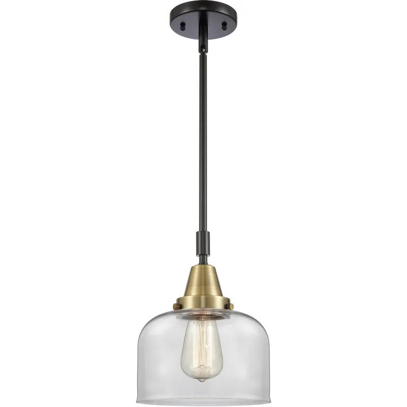 Franklin Restoration X-Large Bell LED 12 inch Black Antique Brass Mini Pendant Ceiling Light in Clear Glass