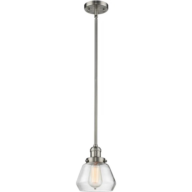 Franklin Restoration Fulton 1 Light 7 inch Brushed Satin Nickel Mini Pendant Ceiling Light in Incandescent, Clear, Franklin Restoration