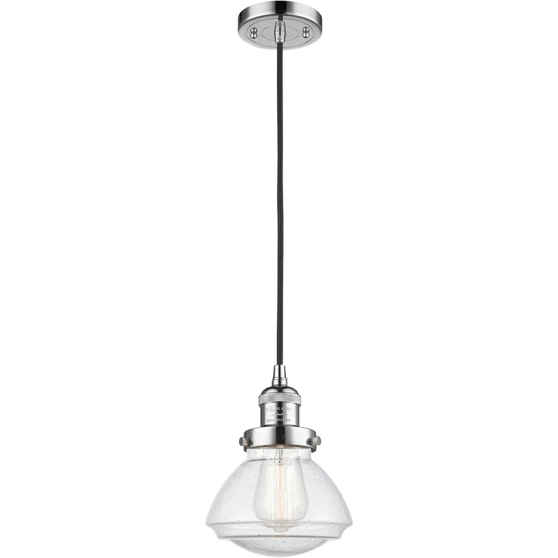Franklin Restoration Olean 1 Light 6.75 inch Polished Chrome Mini Pendant Ceiling Light in Incandescent, Seedy, Franklin Restoration