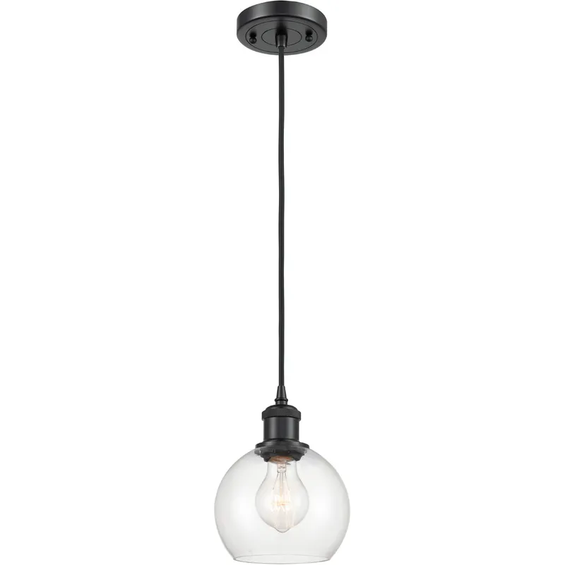 Ballston Athens 1 Light 6 inch Matte Black Mini Pendant Ceiling Light in Clear Glass
