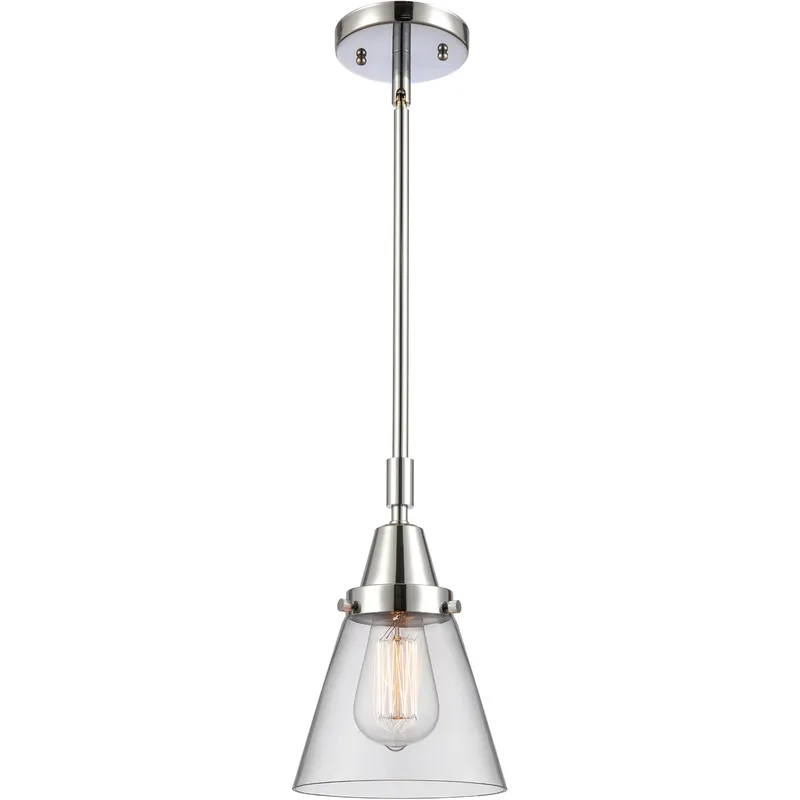 Franklin Restoration Small Cone LED 6 inch Polished Chrome Mini Pendant Ceiling Light in Clear Glass