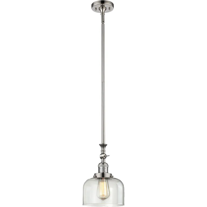 Franklin Restoration Bell 1 Light 8 inch Polished Nickel Mini Pendant Ceiling Light in Incandescent, Clear, Franklin Restoration