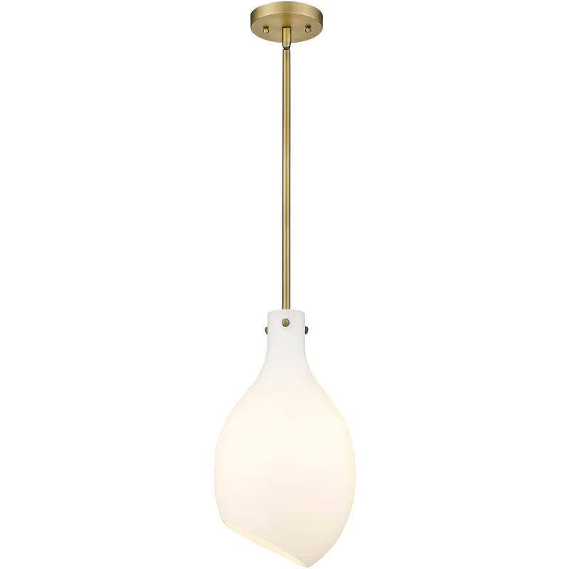 Salem 1 Light 8.5 inch Brushed Brass Mini Pendant Ceiling Light in Matte White Glass