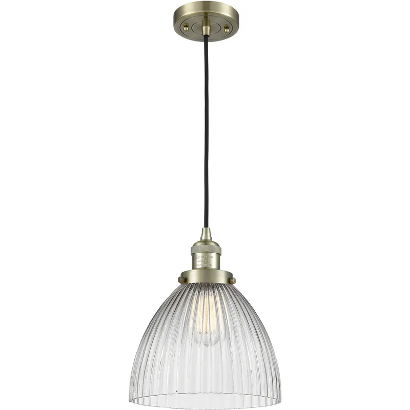 Franklin Restoration Seneca Falls 1 Light 9.5 inch Antique Brass Mini Pendant Ceiling Light in Incandescent, Franklin Restoration