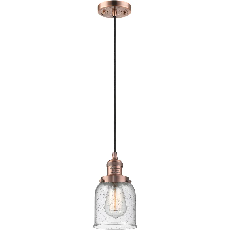 Franklin Restoration Bell LED 5 inch Antique Copper Mini Pendant Ceiling Light in Seedy, Franklin Restoration