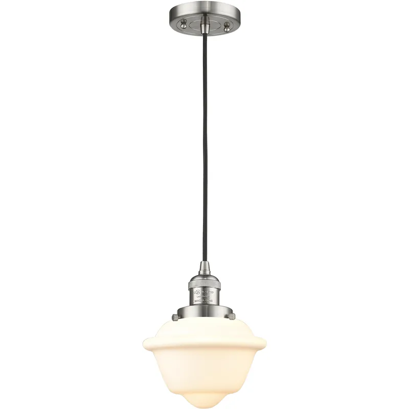 Franklin Restoration Oxford 1 Light 7.5 inch Brushed Satin Nickel Mini Pendant Ceiling Light in Incandescent, Matte White, Franklin Restoration
