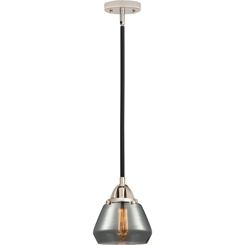 Nouveau 2 Fulton LED 6.75 inch Black Polished Nickel Mini Pendant Ceiling Light in Light Smoke Glass