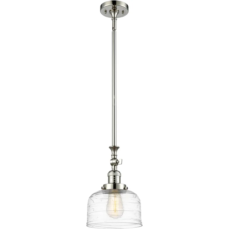 Franklin Restoration Bell LED 8 inch Polished Nickel Mini Pendant Ceiling Light in Clear Deco Swirl