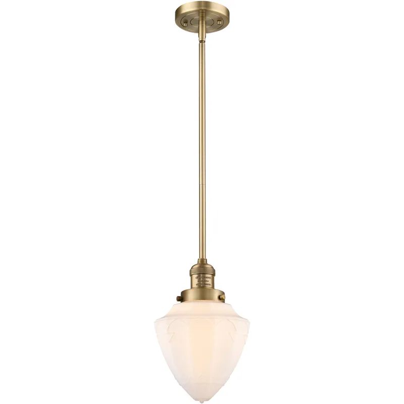 Franklin Restoration Bullet 1 Light 7 inch Brushed Brass Mini Pendant Ceiling Light in Incandescent, Matte White