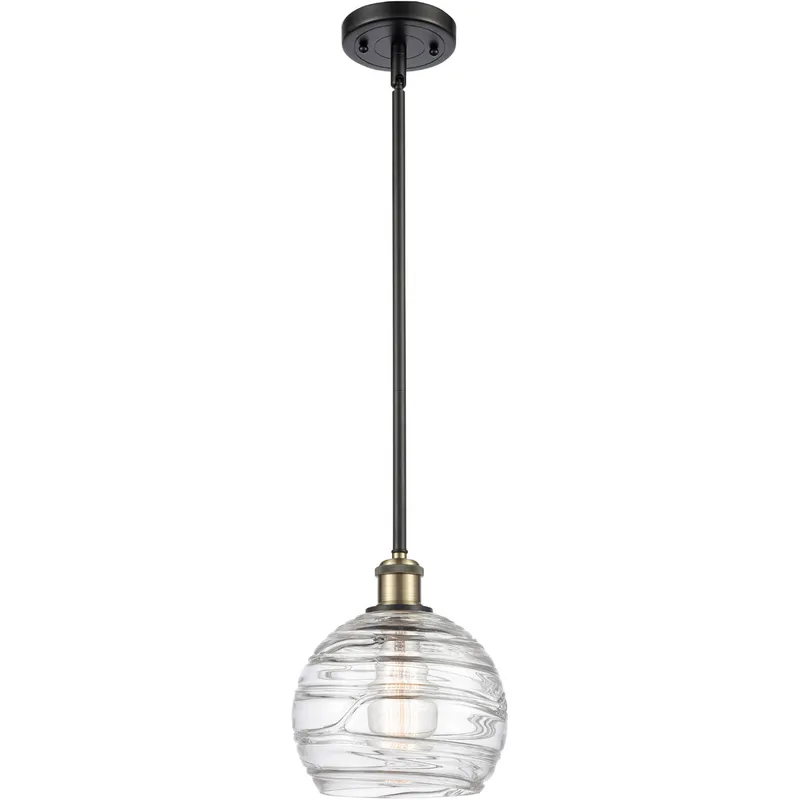 Ballston Deco Swirl 1 Light 8 inch Black Antique Brass Pendant Ceiling Light, Ballston