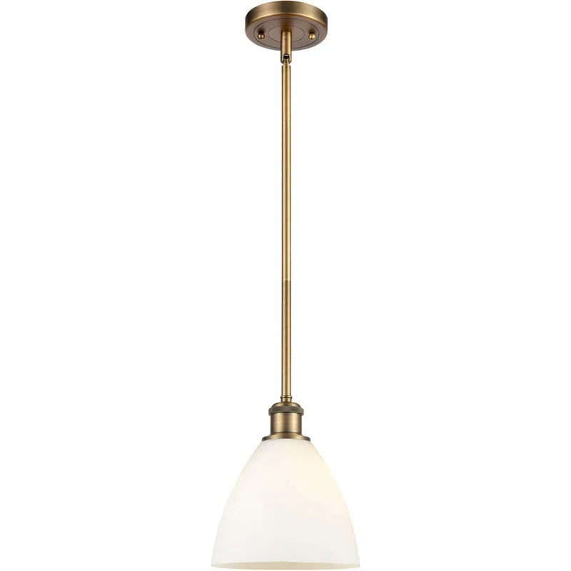 Ballston Dome LED 7.5 inch Brushed Brass Mini Pendant Ceiling Light in Matte White Glass