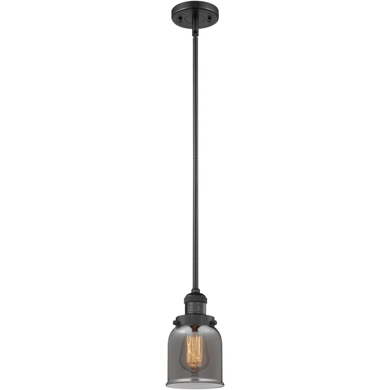 Franklin Restoration Bell 1 Light 5 inch Matte Black Mini Pendant Ceiling Light in Bulb Not Included, Light Smoke Glass, Franklin Restoration