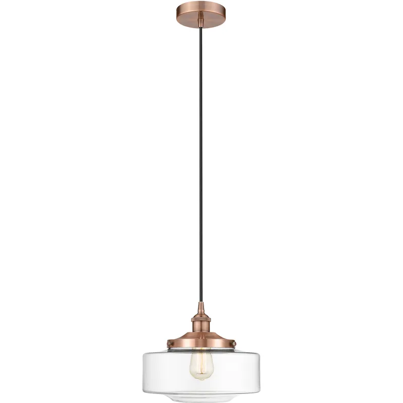Bridgeton 1 Light 12 inch Antique Copper Mini Pendant Ceiling Light in Clear Glass