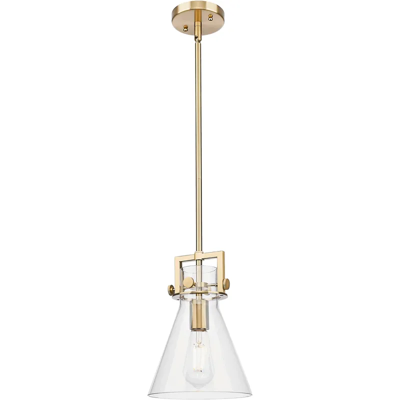 Newton Cone 1 Light 8 inch Champagne Bronze Mini Pendant Ceiling Light in Clear Glass