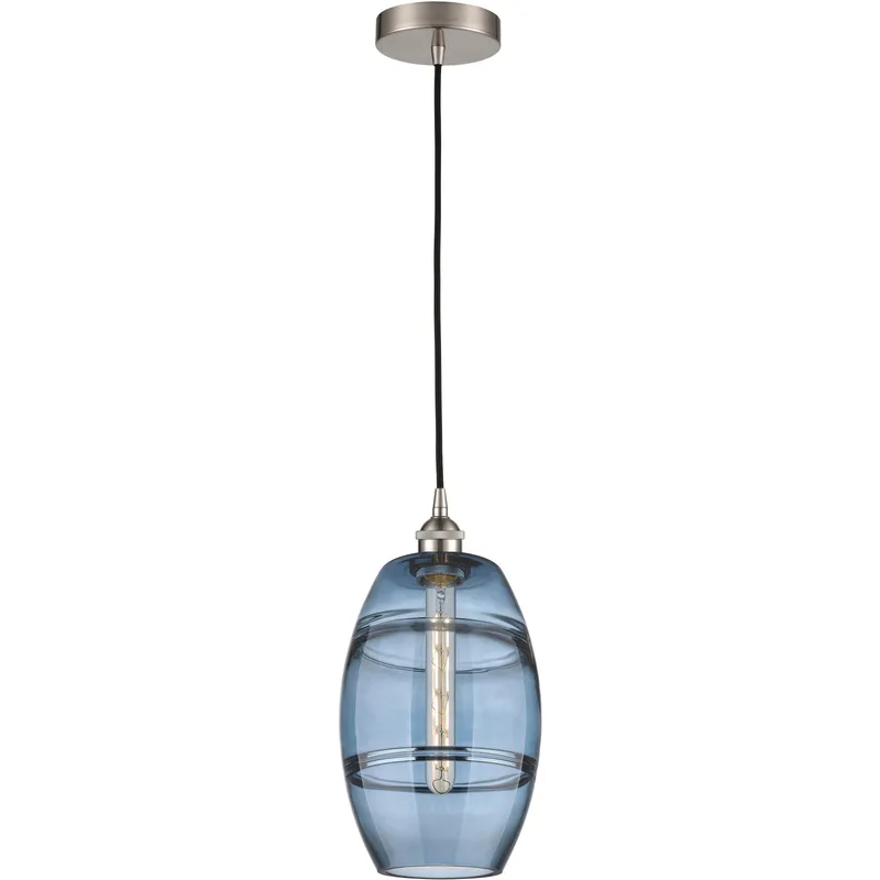 Edison Vaz 1 Light 8 inch Brushed Satin Nickel Cord Hung Mini Pendant Ceiling Light