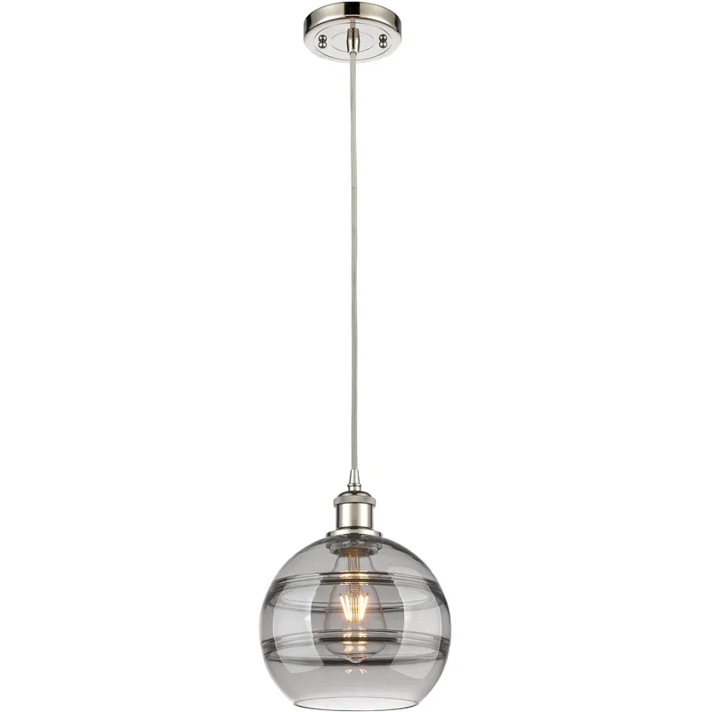 Ballston Rochester 1 Light 8 inch Polished Nickel Cord Hung Mini Pendant Ceiling Light