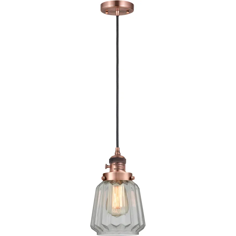 Franklin Restoration Chatham LED 6 inch Antique Copper Mini Pendant Ceiling Light in Clear