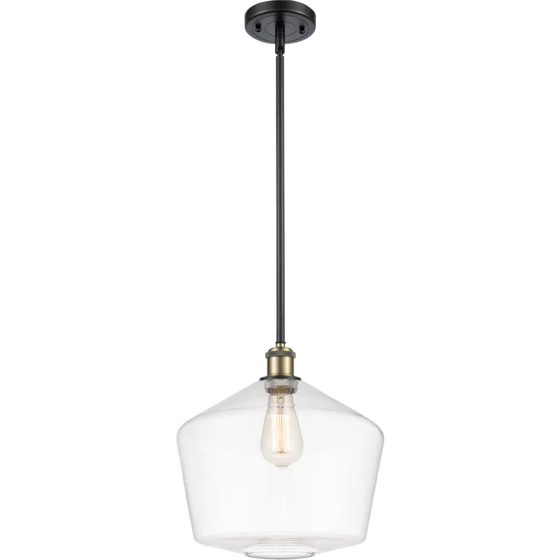 Ballston Cindyrella LED 12 inch Black Antique Brass Mini Pendant Ceiling Light in Clear Glass