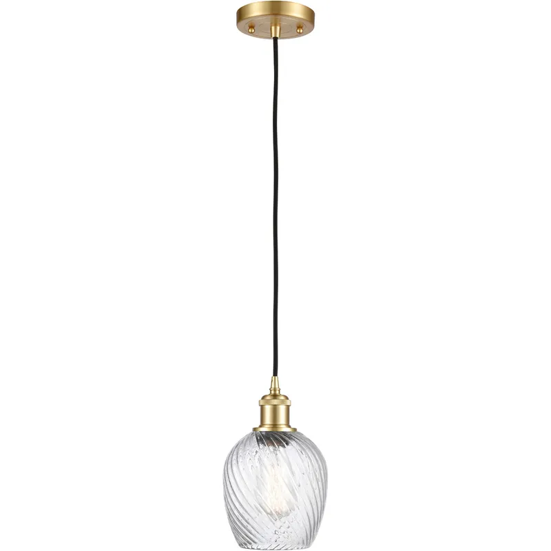 Ballston Salina LED 5 inch Satin Gold Mini Pendant Ceiling Light in Black Textured, Ballston