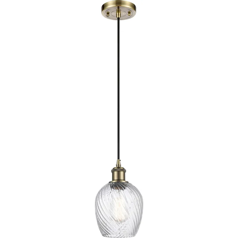 Ballston Salina LED 5 inch Antique Brass Mini Pendant Ceiling Light in Black Textured, Ballston