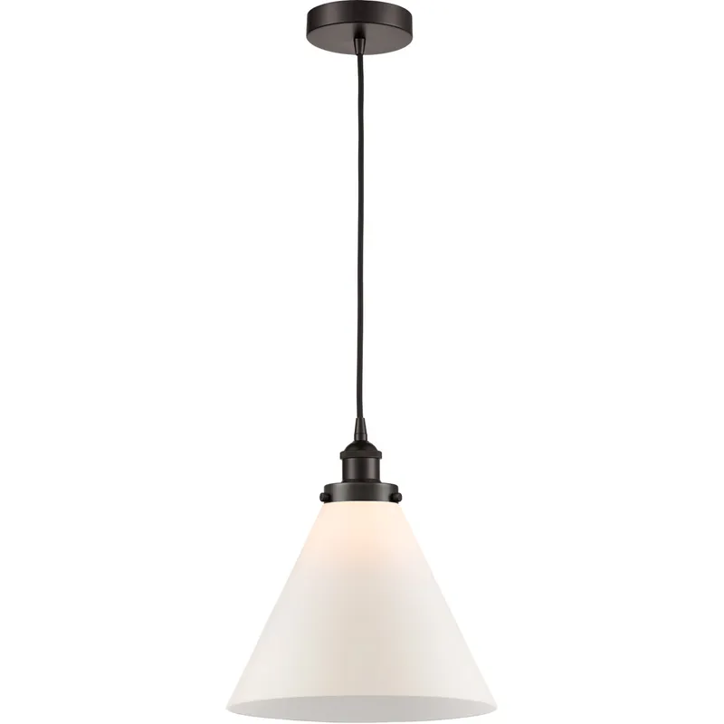 Edison Cone 1 Light 12 inch Oil Rubbed Bronze Mini Pendant Ceiling Light