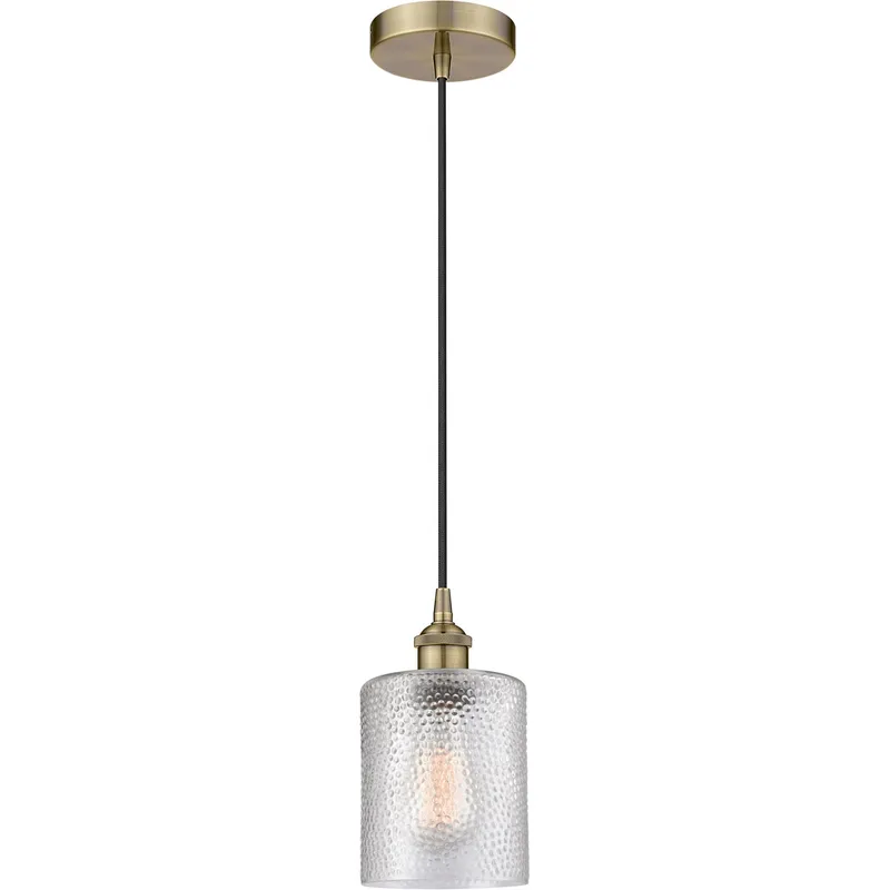 Edison Cobbleskill LED 5 inch Antique Brass Mini Pendant Ceiling Light