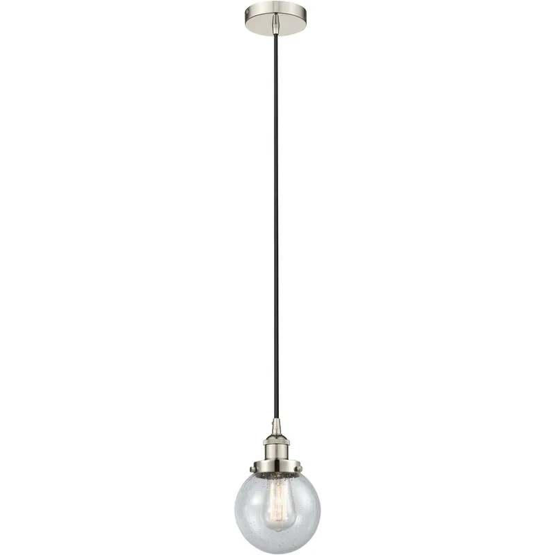 Edison Beacon LED 6 inch Polished Nickel Mini Pendant Ceiling Light