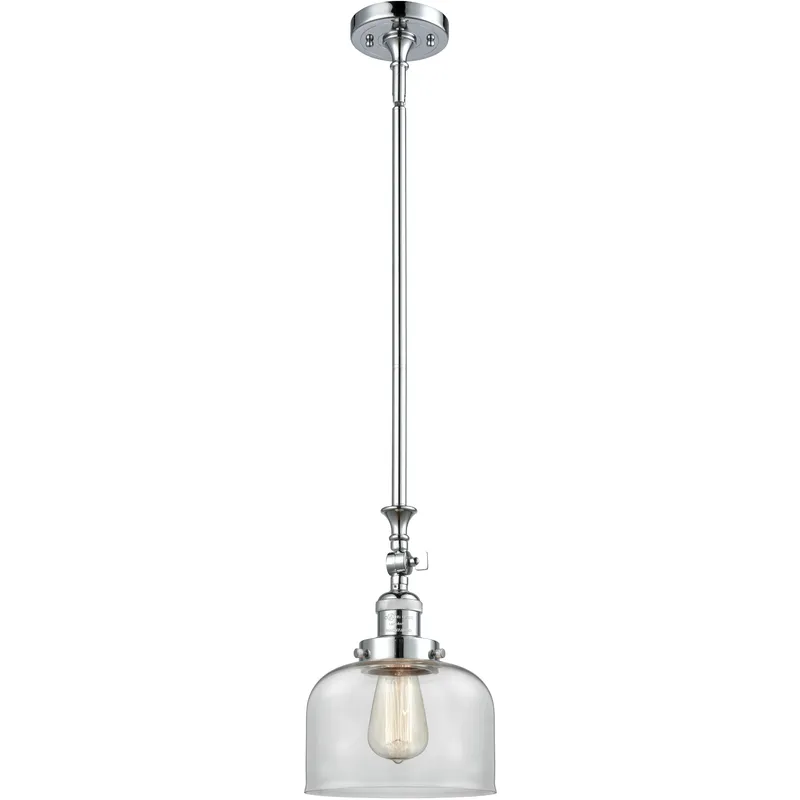 Franklin Restoration Bell LED 8 inch Polished Chrome Mini Pendant Ceiling Light in Clear, Franklin Restoration