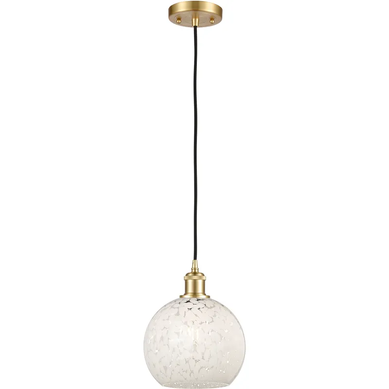 Ballston White Mouchette 1 Light 8 inch Satin Gold Cord Hung Mini Pendant Ceiling Light