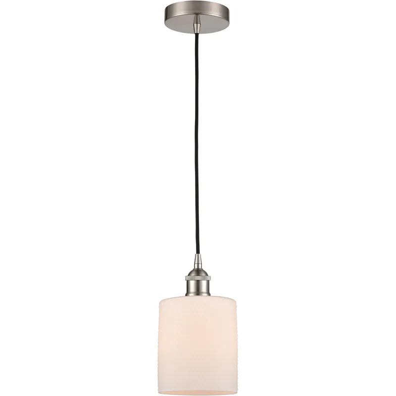 Edison Cobbleskill LED 5 inch Brushed Satin Nickel Mini Pendant Ceiling Light