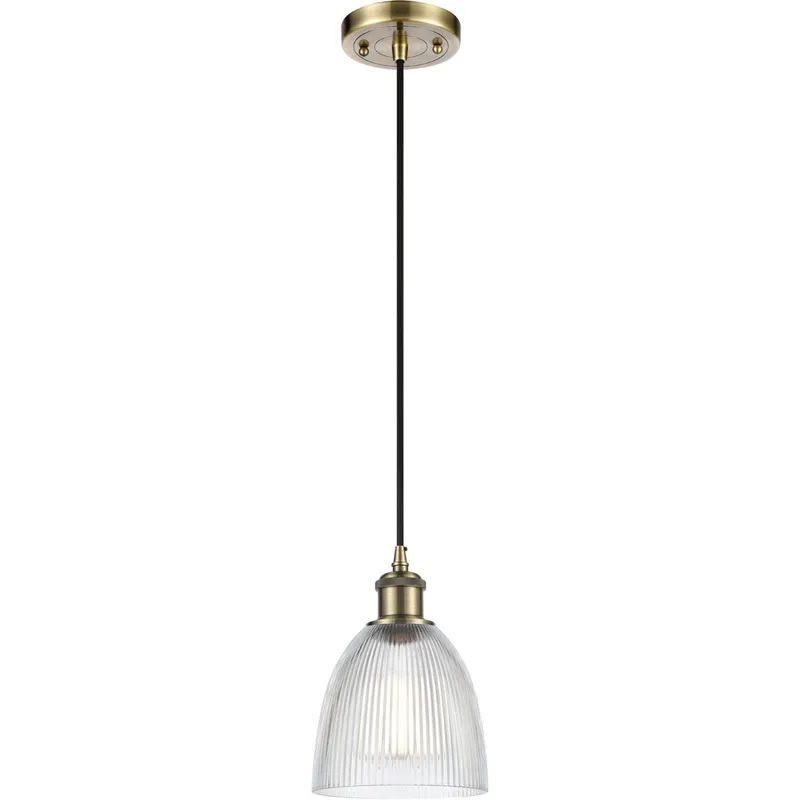 Ballston Castile 1 Light 6 inch Antique Brass Mini Pendant Ceiling Light in Incandescent, Clear Glass, Ballston