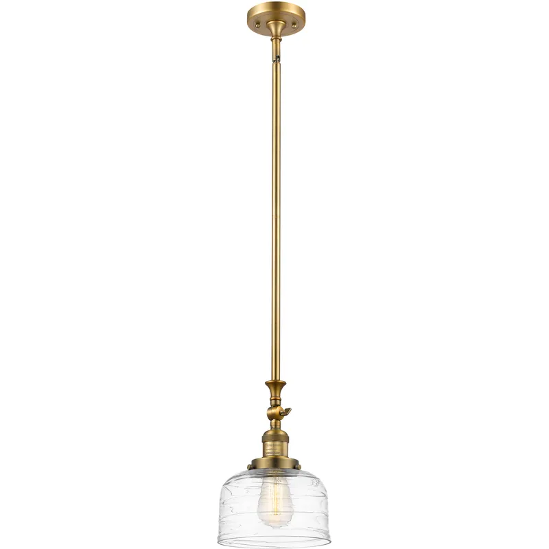 Franklin Restoration Bell LED 8 inch Brushed Brass Mini Pendant Ceiling Light in Clear Deco Swirl