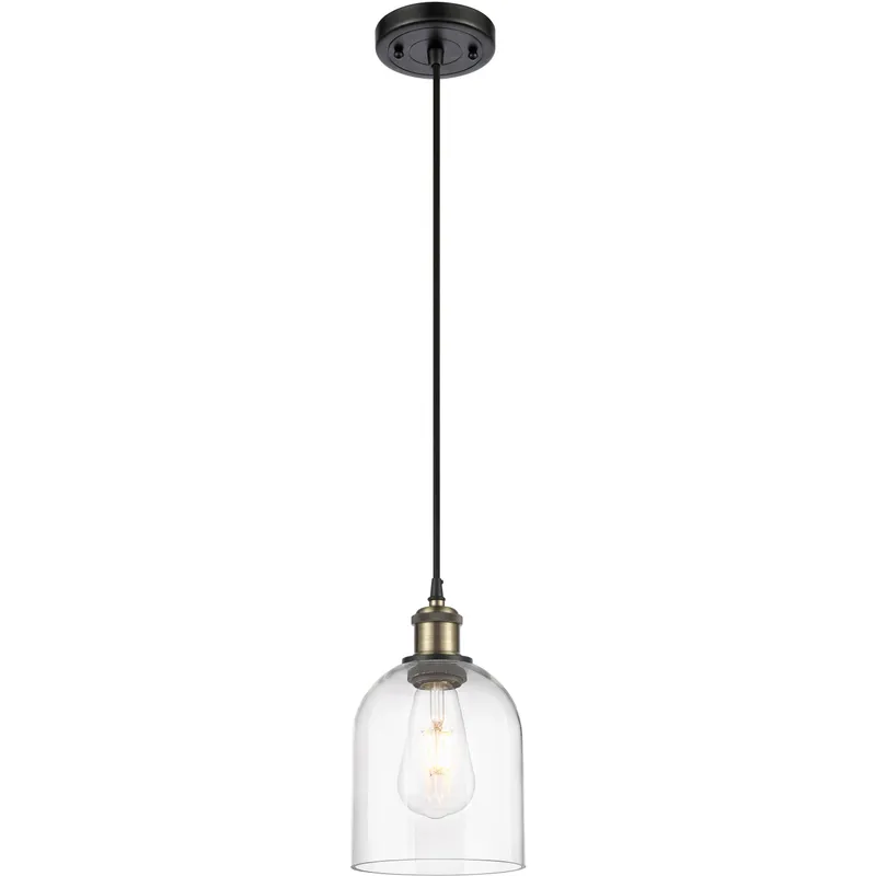 Ballston Bella 1 Light 5.5 inch Black Antique Brass Cord Hung Mini Pendant Ceiling Light