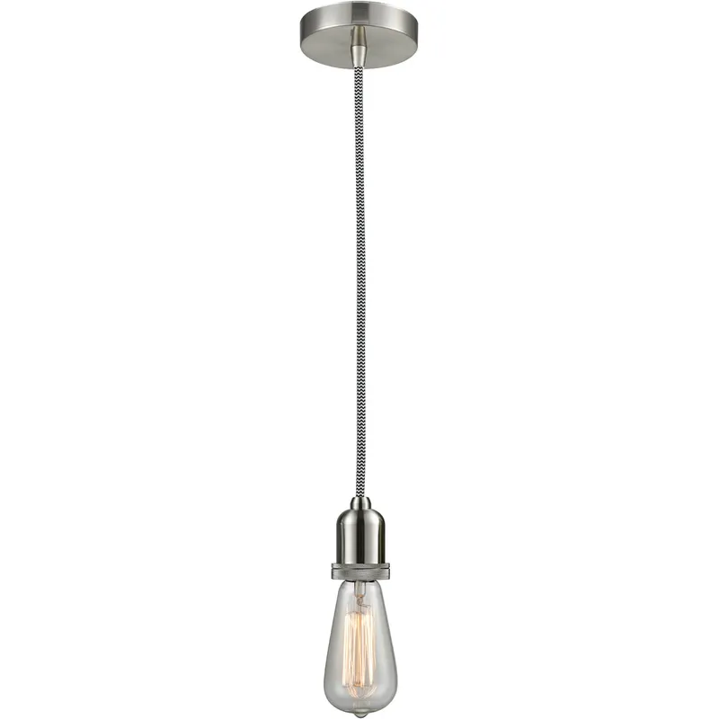 Whitney Bare Bulb 1 Light 2 inch Satin Nickel Mini Pendant Ceiling Light in Zebra, Whitney