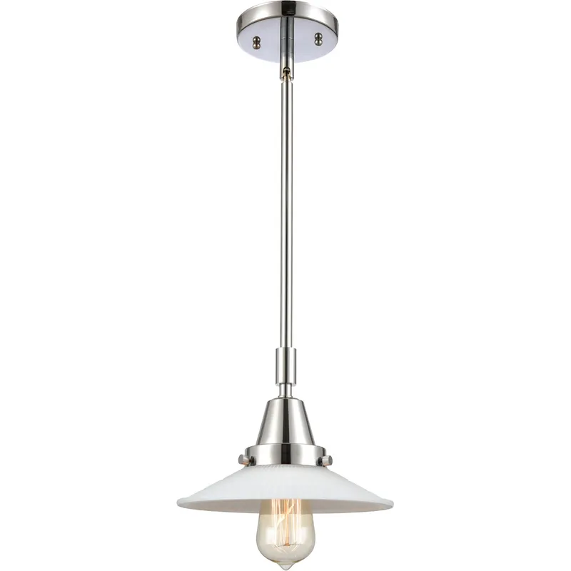 Franklin Restoration Halophane LED 8.5 inch Polished Chrome Mini Pendant Ceiling Light in Matte White Halophane Glass