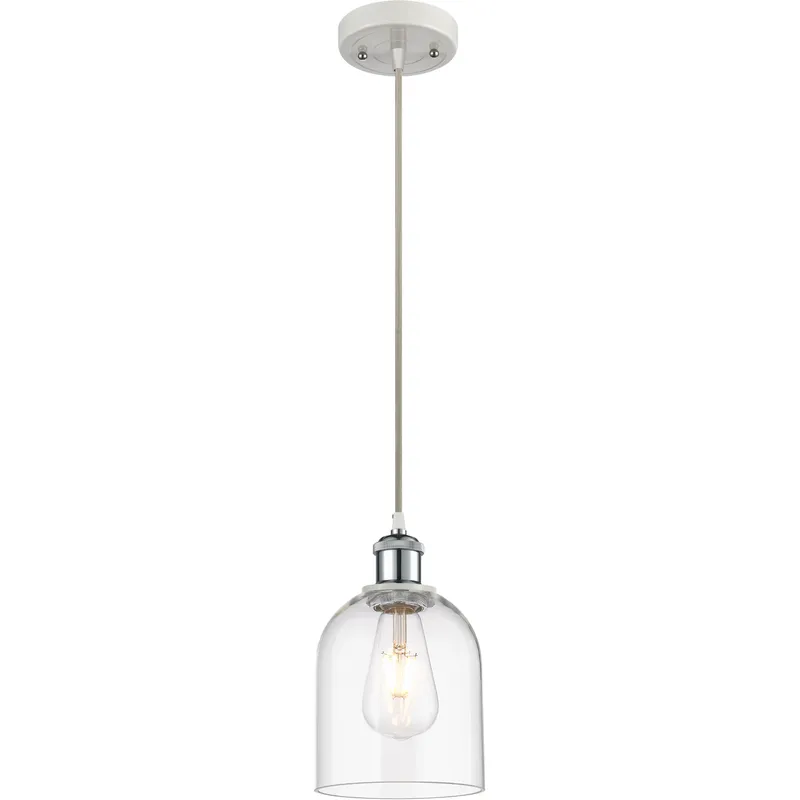 Ballston Bella 1 Light 5.5 inch White Polished Chrome Cord Hung Mini Pendant Ceiling Light