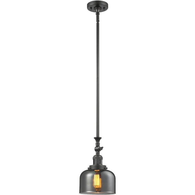 Franklin Restoration Bell LED 8 inch Oil Rubbed Bronze Mini Pendant Ceiling Light in Light Smoke Glass, Franklin Restoration