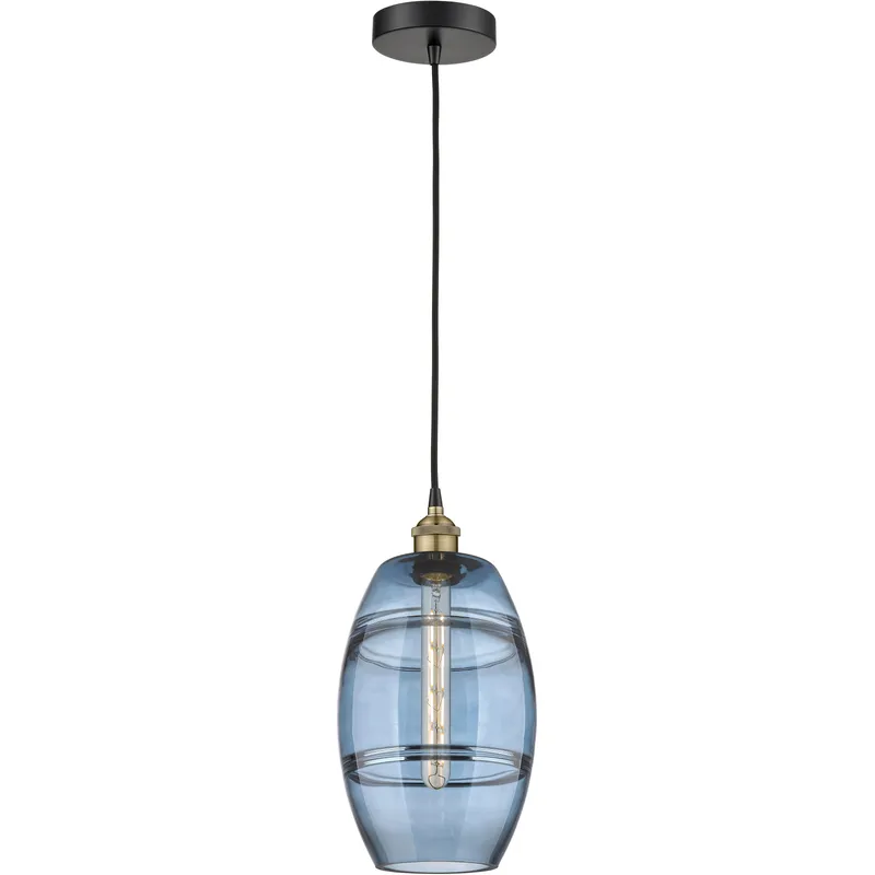 Edison Vaz 1 Light 8 inch Black Antique Brass Cord Hung Mini Pendant Ceiling Light