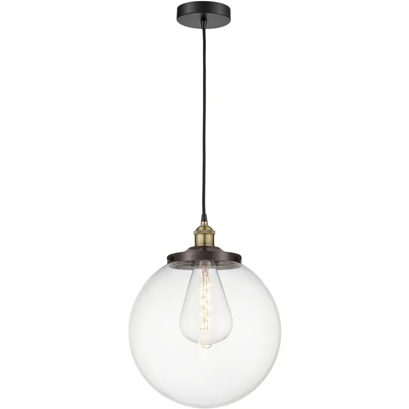 Beacon 1 Light 13.75 inch Black Antique Brass Mini Pendant Ceiling Light in Clear Glass