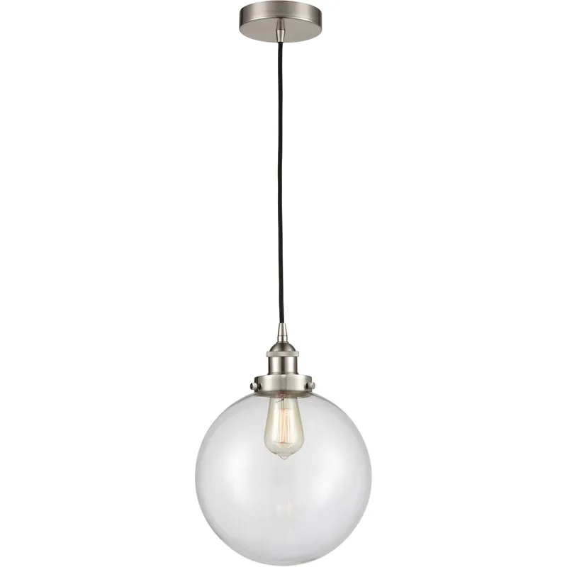 Edison Beacon LED 10 inch Brushed Satin Nickel Mini Pendant Ceiling Light