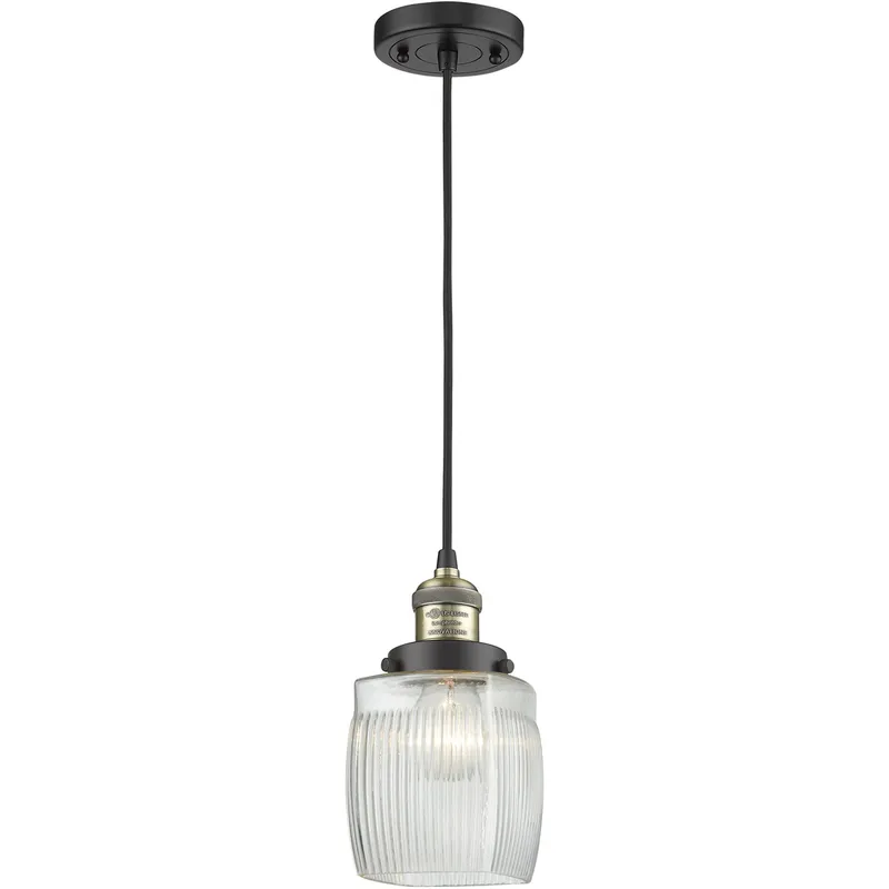 Franklin Restoration Colton 1 Light 6 inch Black Antique Brass Mini Pendant Ceiling Light, Franklin Restoration