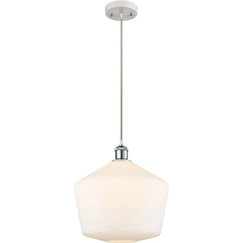 Ballston Cindyrella 1 Light 12 inch White and Polished Chrome Mini Pendant Ceiling Light in Matte White Glass