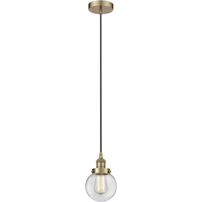 Edison Beacon LED 6 inch Antique Brass Mini Pendant Ceiling Light