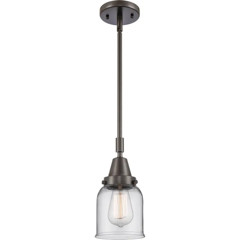 Franklin Restoration Small Bell LED 5 inch Oil Rubbed Bronze Mini Pendant Ceiling Light in Clear Glass