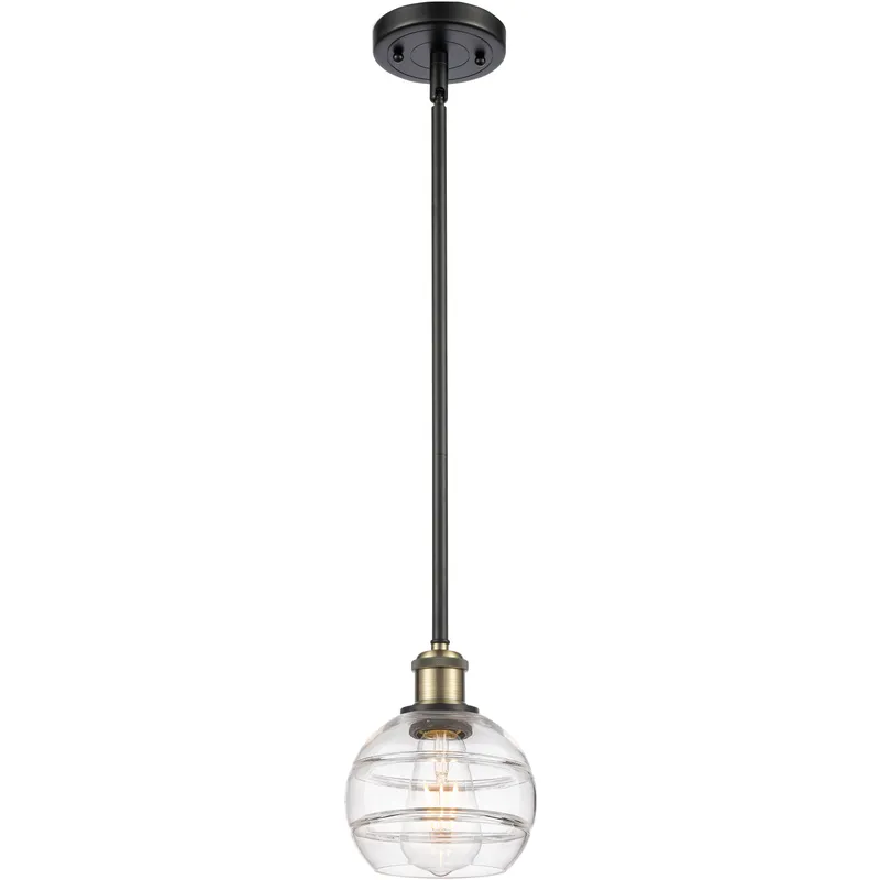 Ballston Rochester 1 Light 5.88 inch Black Antique Brass Stem Hung Mini Pendant Ceiling Light