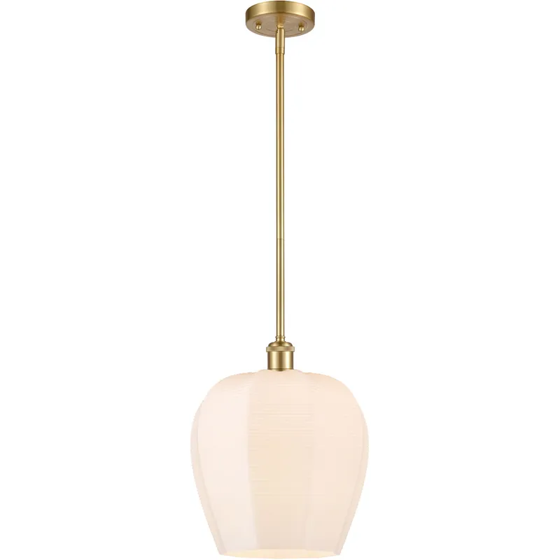 Ballston Norfolk 1 Light 12 inch Satin Gold Mini Pendant Ceiling Light in Matte White Glass