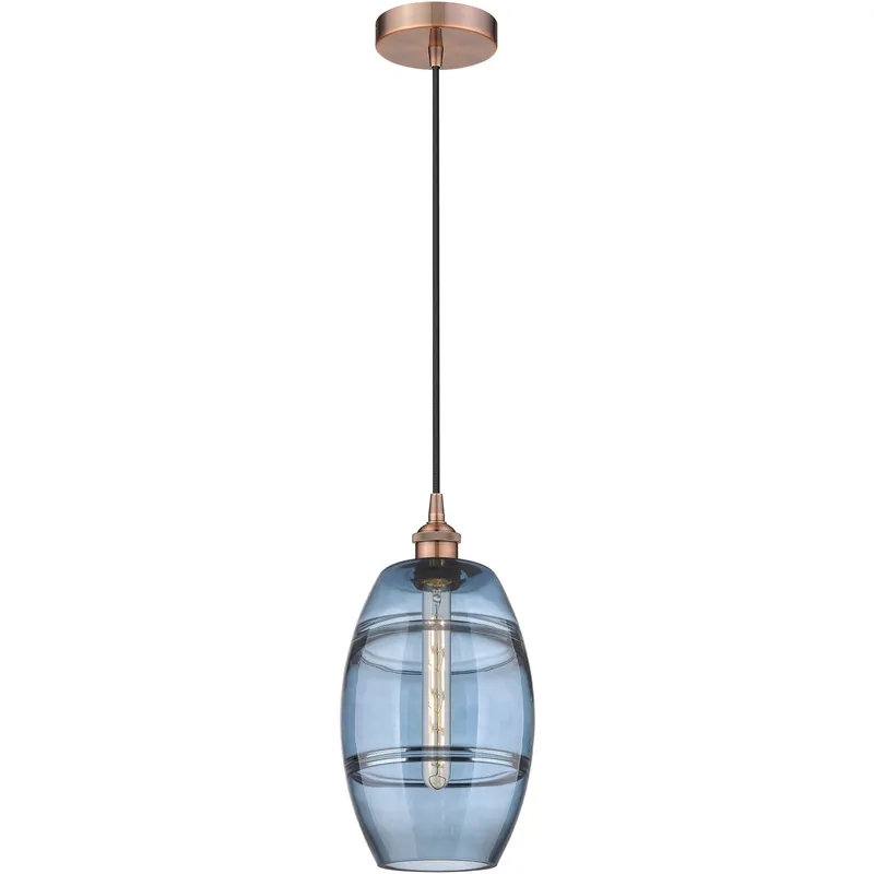Edison Vaz 1 Light 8 inch Antique Copper Cord Hung Mini Pendant Ceiling Light