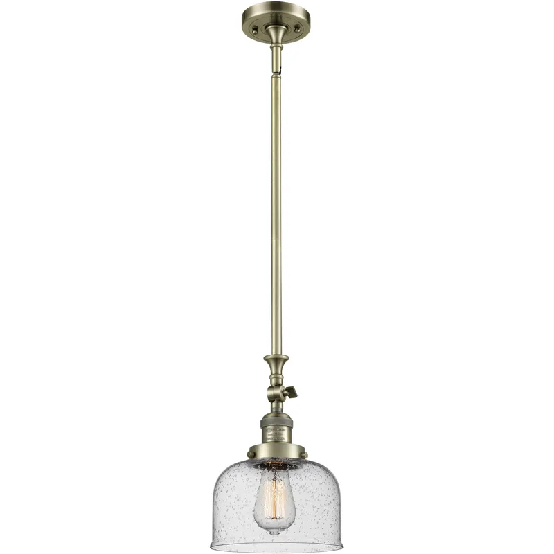 Franklin Restoration Bell LED 8 inch Antique Brass Mini Pendant Ceiling Light in Seedy, Franklin Restoration