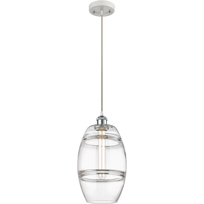 Ballston Vaz 1 Light 8 inch White Polished Chrome Cord Hung Mini Pendant Ceiling Light